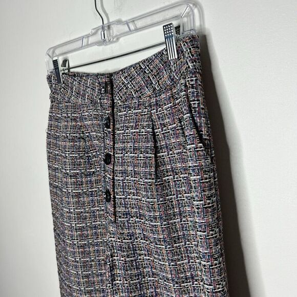 Tularosa Pants Womens Medium Tweed Colorful Wide Leg Fringe Hem Lined High Rise - Picture 16 of 16